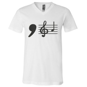 Comma La Music Notes Kamala Harris Music Teacher Elections V-Neck T-Shirt