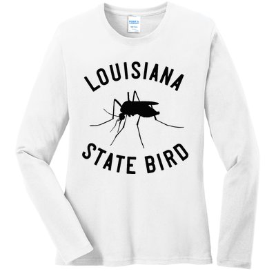 Classic Louisiana Mosquito State Bird Ladies Long Sleeve Shirt