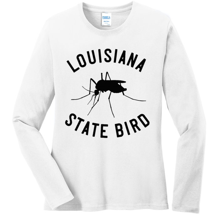 Classic Louisiana Mosquito State Bird Ladies Long Sleeve Shirt