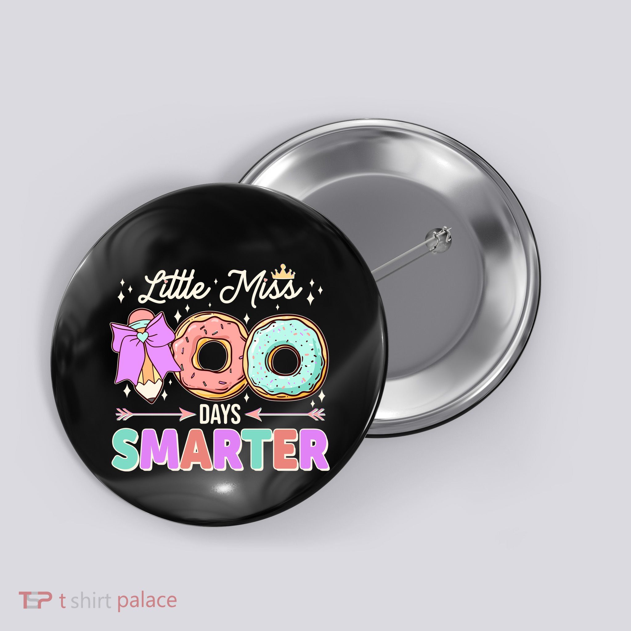 Cute Little Miss 100 One Hundred Days Smarter Button