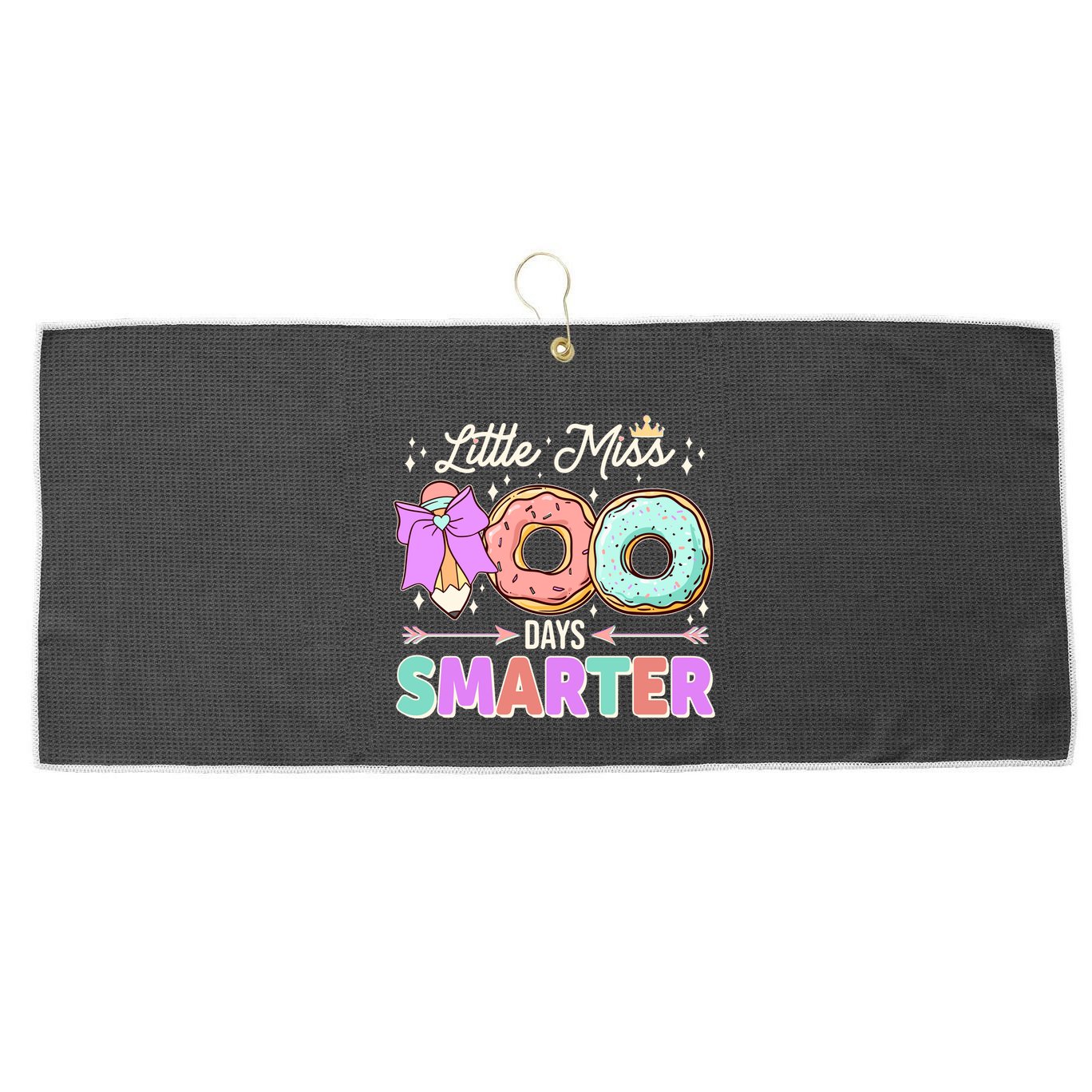 Cute Little Miss 100 One Hundred Days Smarter Large Microfiber Waffle Golf Towel