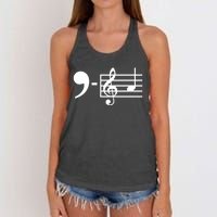 Comma La Music Notes Kamala Harris Music Teacher Elections Women's Knotted Racerback Tank