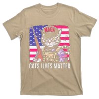 Cat Lives Matter Funny Trump 2025 Vintage Usa Flag T-Shirt