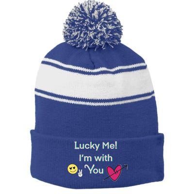 Cheeky Lucky Me Gift Stripe Pom Pom Beanie