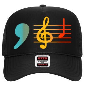 Comma La Music Notes Kamala Harris Music Teacher Elections High Crown Mesh Back Trucker Hat