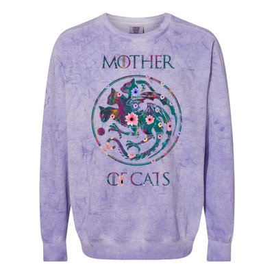 Cat Lovers Meaningful Gift Mother Of Cats With Floral Art Gift Colorblast Crewneck Sweatshirt