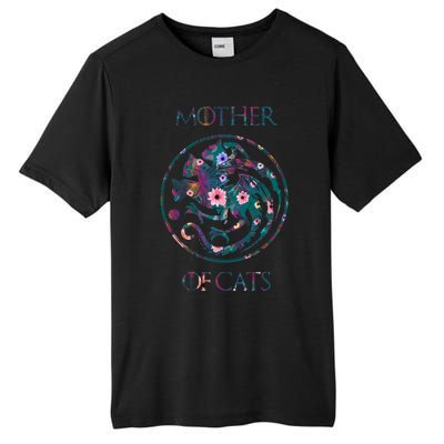 Cat Lovers Meaningful Gift Mother Of Cats With Floral Art Gift Tall Fusion ChromaSoft Performance T-Shirt