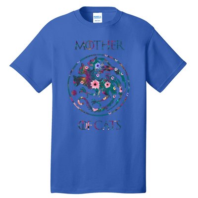 Cat Lovers Meaningful Gift Mother Of Cats With Floral Art Gift Tall T-Shirt