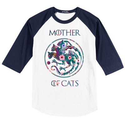 Cat Lovers Meaningful Gift Mother Of Cats With Floral Art Gift Baseball Sleeve Shirt