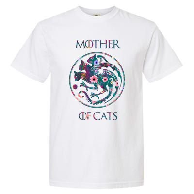 Cat Lovers Meaningful Gift Mother Of Cats With Floral Art Gift Garment-Dyed Heavyweight T-Shirt