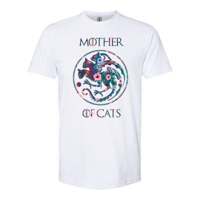 Cat Lovers Meaningful Gift Mother Of Cats With Floral Art Gift Softstyle CVC T-Shirt