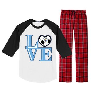 Cool Love Man City Soccer Team Raglan Sleeve Pajama Set