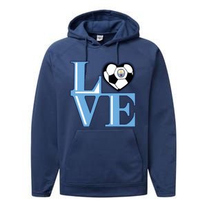 Cool Love Man City Soccer Team Performance Fleece Hoodie