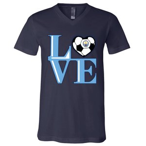 Cool Love Man City Soccer Team V-Neck T-Shirt