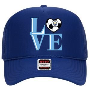 Cool Love Man City Soccer Team High Crown Mesh Back Trucker Hat