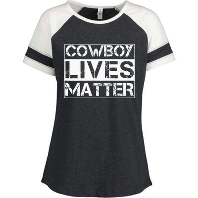 Cowboy Lives Matter Cowgirl Country Western Horse Enza Ladies Jersey Colorblock Tee