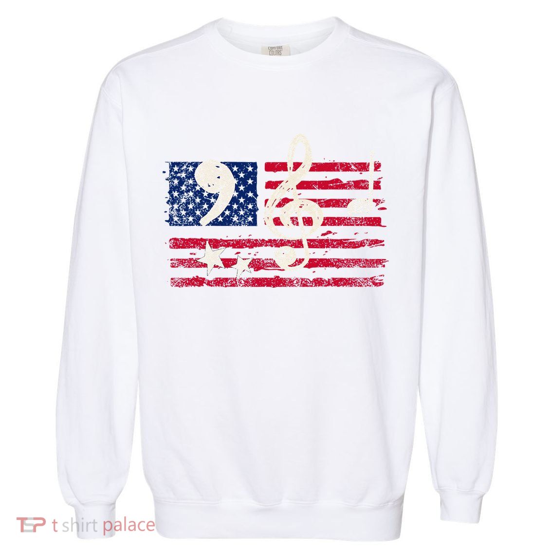Comma La Music Notes Music Teacher Elections Kamala Harris Garment-Dyed Sweatshirt