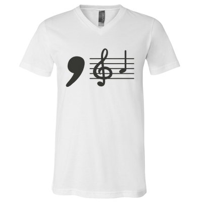 Comma La Music Notes Kamala Harris Music Teacher Elections Gift V-Neck T-Shirt