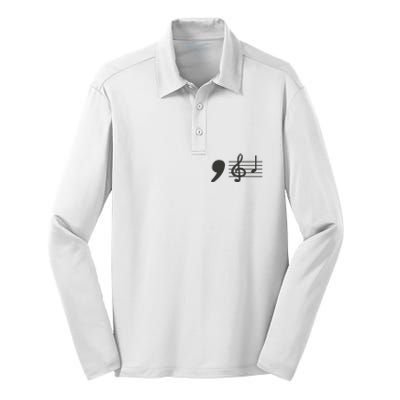 Comma La Music Notes Kamala Harris Music Teacher Elections Gift Silk Touch Performance Long Sleeve Polo