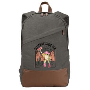 Cowboy Like Me Frog Funny Cotton Canvas Backpack