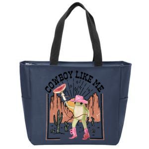 Cowboy Like Me Frog Funny Zip Tote Bag