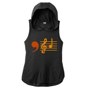 Comma La Music Notes Kamala Music Teacher Ladies PosiCharge Tri-Blend Wicking Draft Hoodie Tank