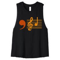 Comma La Music Notes Kamala Music Teacher Women's Racerback Cropped Tank