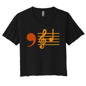 Comma La Music Notes Kamala Music Teacher Women's Crop Top Tee