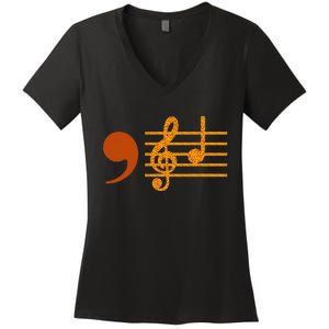 Comma La Music Notes Kamala Music Teacher Women's V-Neck T-Shirt