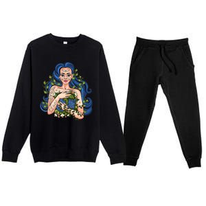 Cute Love Mother Earth Happy Earth Day Save Our Planet Cute Gift Premium Crewneck Sweatsuit Set