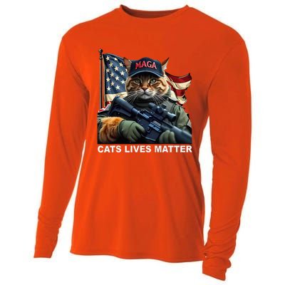 Cats Lives Matter Funny Trump 2024 Cat Maga Cooling Performance Long Sleeve Crew