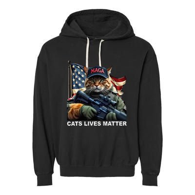 Cats Lives Matter Funny Trump 2024 Cat Maga Garment-Dyed Fleece Hoodie