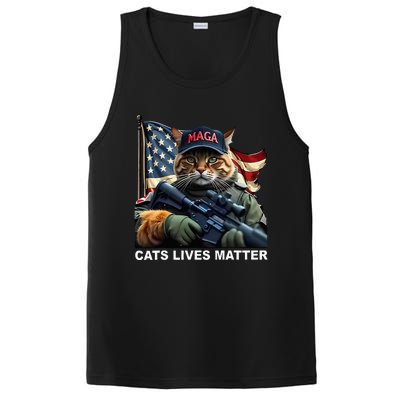 Cats Lives Matter Funny Trump 2024 Cat Maga PosiCharge Competitor Tank