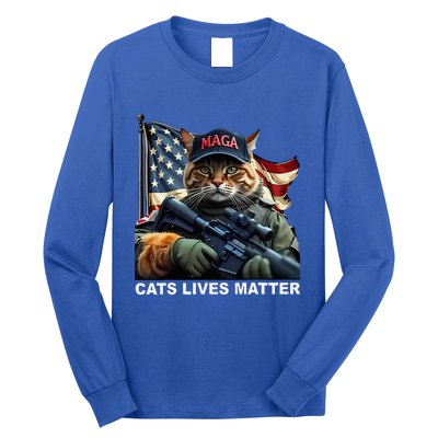 Cats Lives Matter Funny Trump 2024 Cat Maga Long Sleeve Shirt