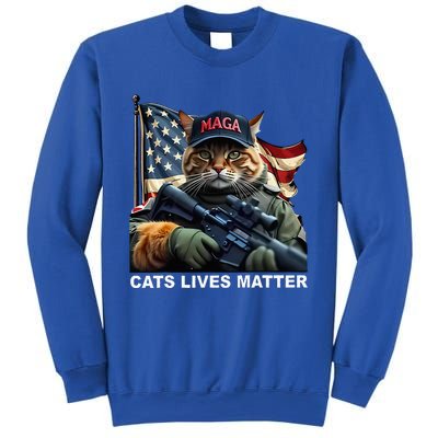 Cats Lives Matter Funny Trump 2024 Cat Maga Sweatshirt