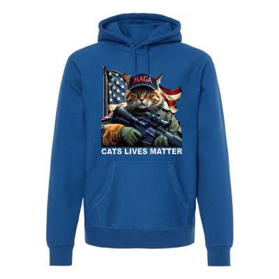 Cats Lives Matter Funny Trump 2024 Cat Maga Premium Hoodie