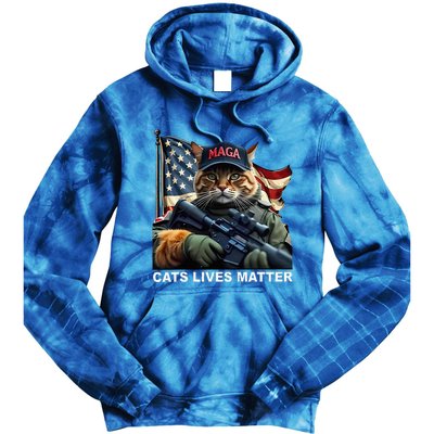 Cats Lives Matter Funny Trump 2024 Cat Maga Tie Dye Hoodie