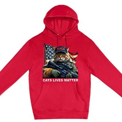 Cats Lives Matter Funny Trump 2024 Cat Maga Premium Pullover Hoodie