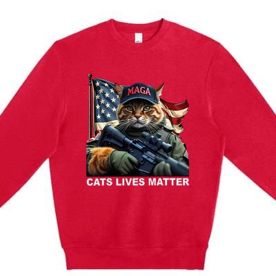 Cats Lives Matter Funny Trump 2024 Cat Maga Premium Crewneck Sweatshirt