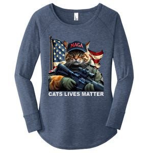 Cats Lives Matter Funny Trump 2024 Cat Maga Women's Perfect Tri Tunic Long Sleeve Shirt