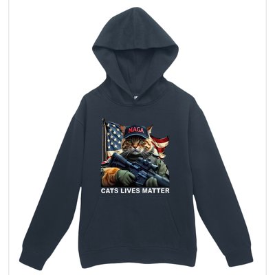 Cats Lives Matter Funny Trump 2024 Cat Maga Urban Pullover Hoodie