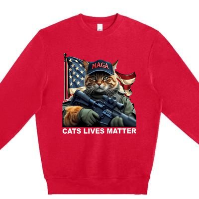 Cats Lives Matter Funny Trump 2024 Cat Maga Premium Crewneck Sweatshirt