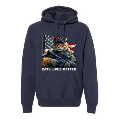 Cats Lives Matter Funny Trump 2024 Cat Maga Premium Hoodie