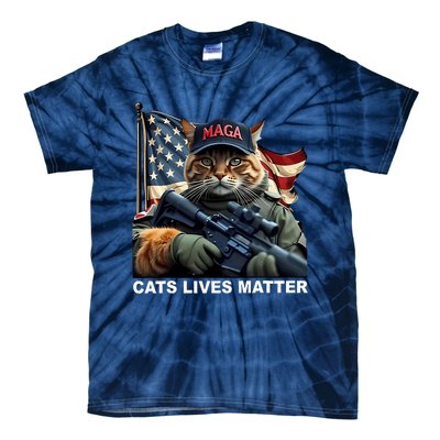 Cats Lives Matter Funny Trump 2024 Cat Maga Tie-Dye T-Shirt