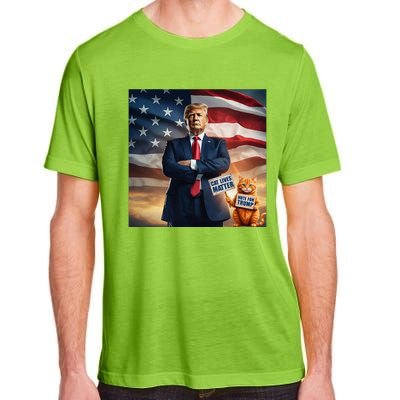 Cat Lives Matter Vote For Trump Usa Flag Funny Election Adult ChromaSoft Performance T-Shirt