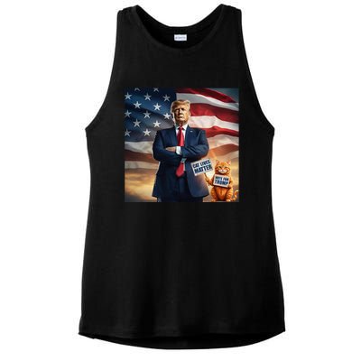 Cat Lives Matter Vote For Trump Usa Flag Funny Election Ladies PosiCharge Tri-Blend Wicking Tank