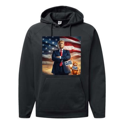 Cat Lives Matter Vote For Trump Usa Flag Funny Election Performance Fleece Hoodie