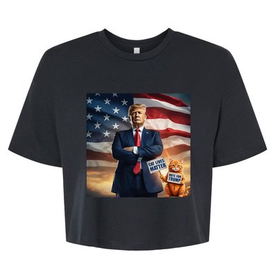 Cat Lives Matter Vote For Trump Usa Flag Funny Election Bella+Canvas Jersey Crop Tee