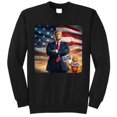 Cat Lives Matter Vote For Trump Usa Flag Funny Election Sweatshirt