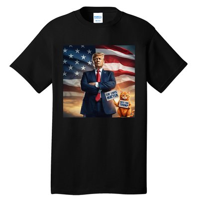 Cat Lives Matter Vote For Trump Usa Flag Funny Election Tall T-Shirt